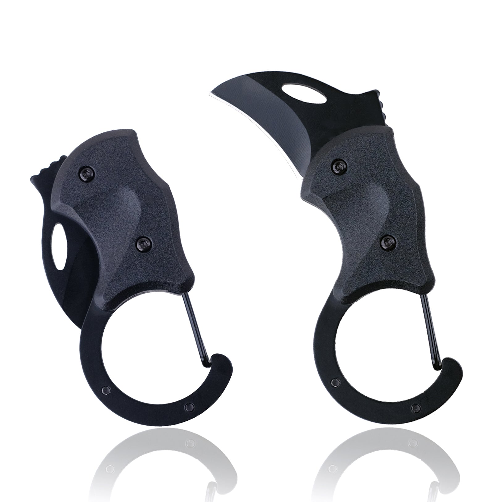 DRAGONSMILE Black Small Pocket Folding Knife with carabiner, Cool Box Cutter with 1.34inch Blade