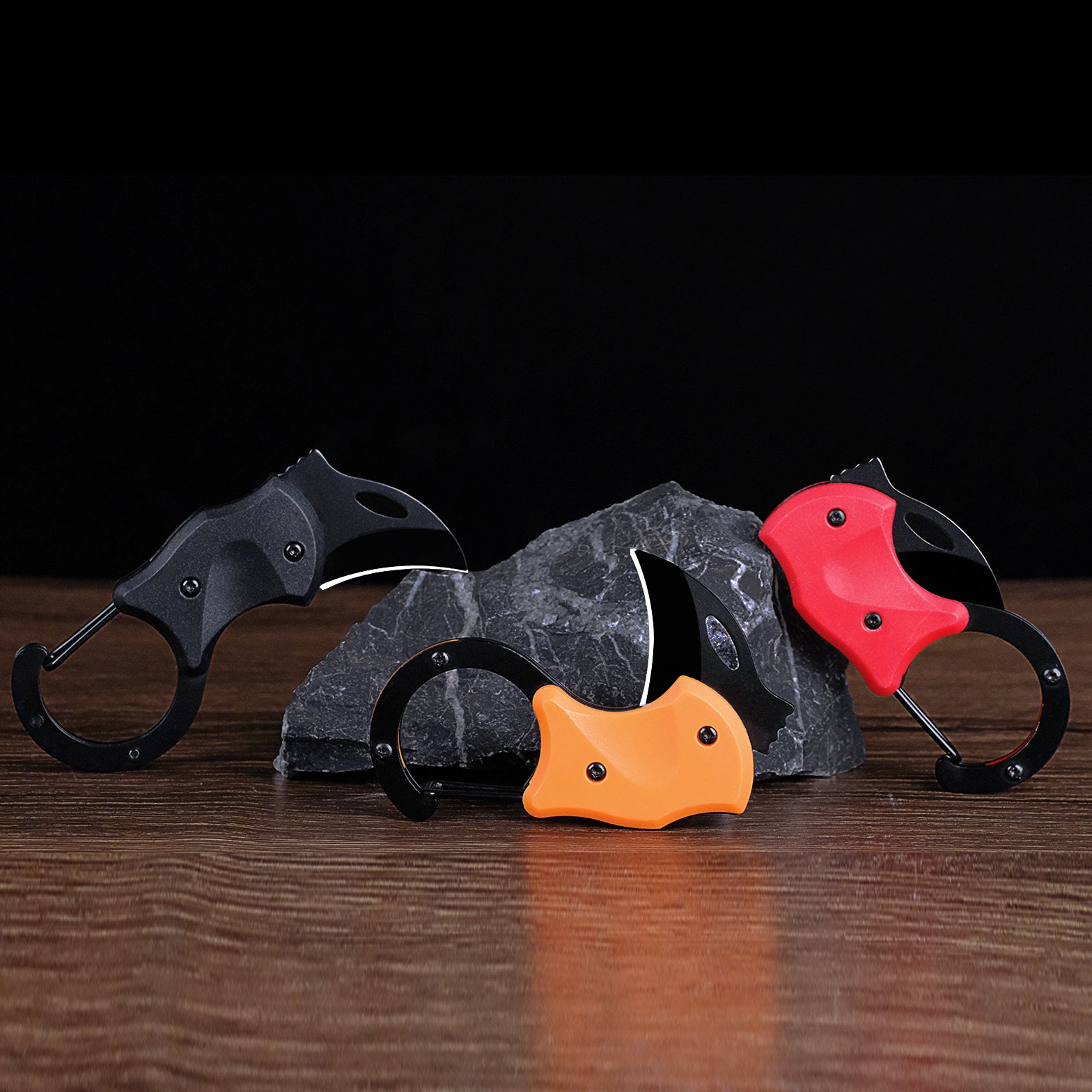 DRAGONSMILE Black Small Pocket Folding Knife with carabiner, Cool Box Cutter with 1.34inch Blade