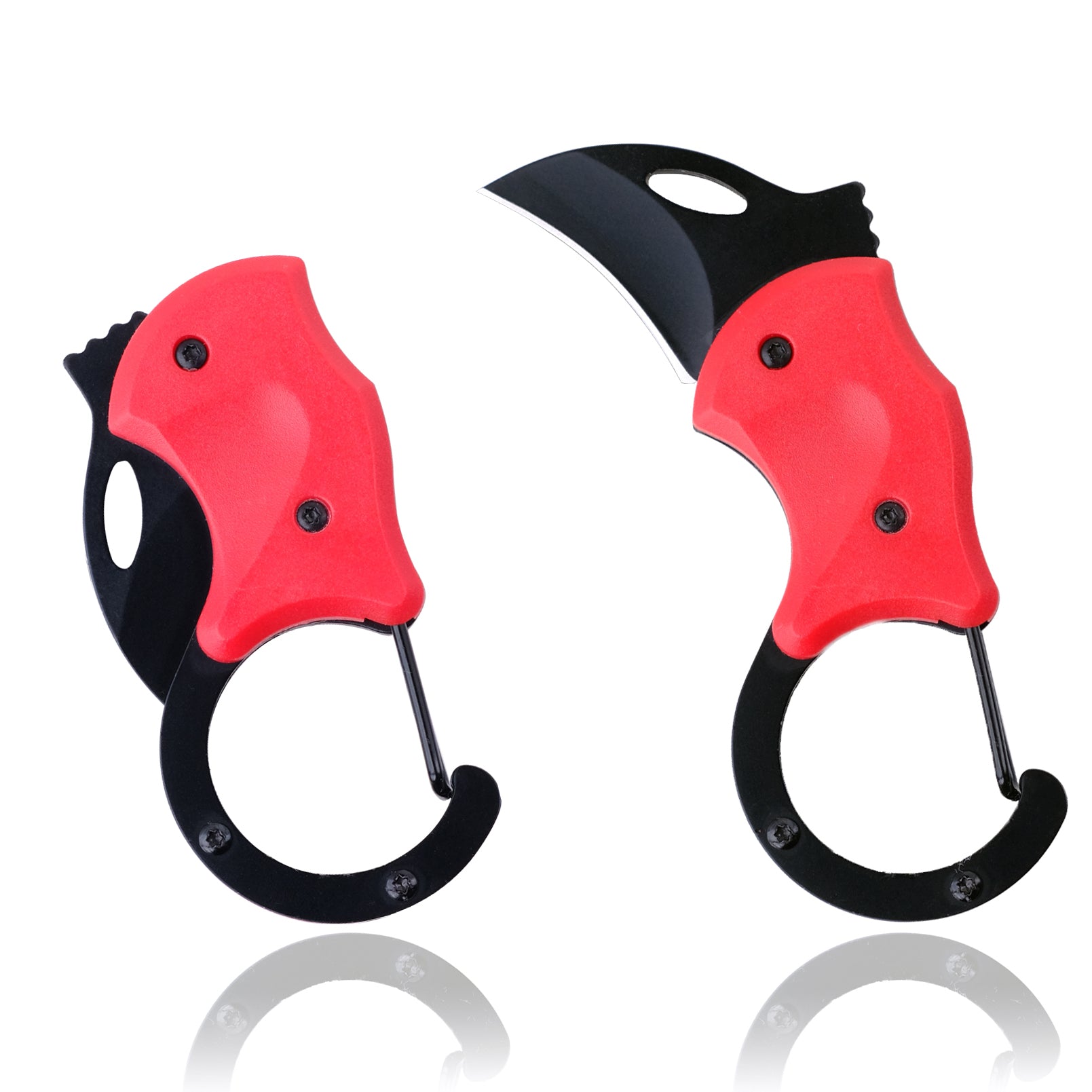 DRAGONSMILE Red Small Pocket Folding Knife with carabiner, Cool Box Cutter with 1.34inch Blade