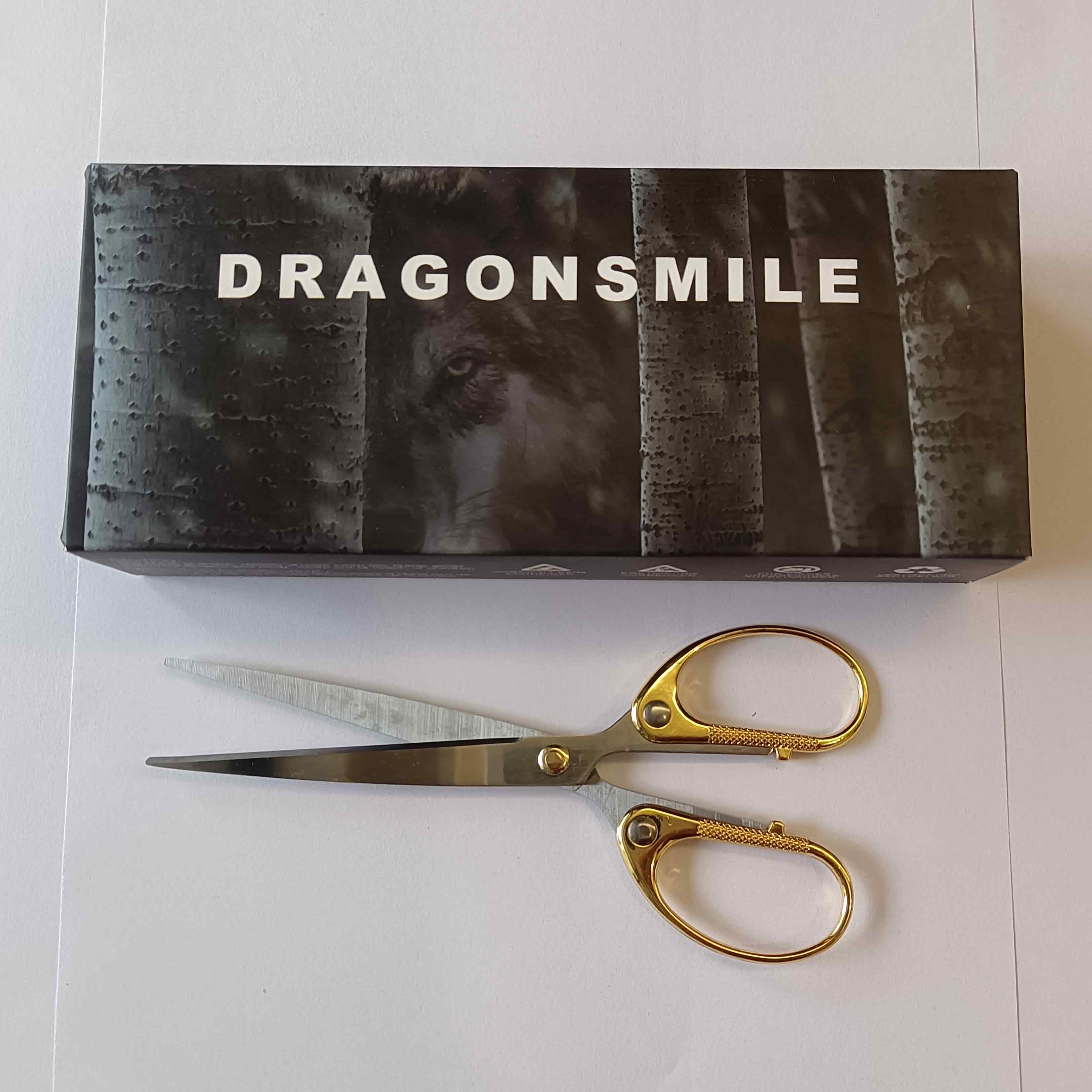 DRAGONSMILE Stainless Steel Scissors with Gold Titanium Coated Handles