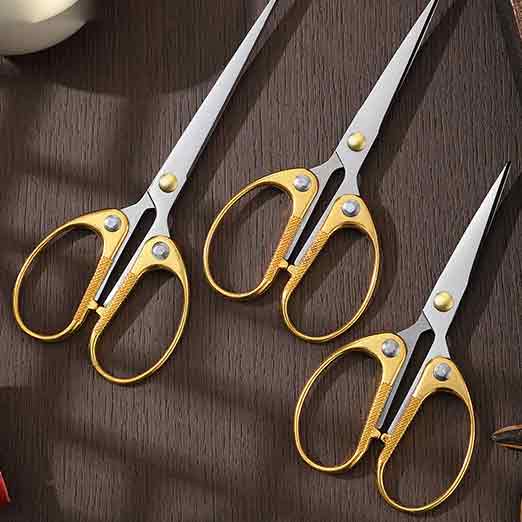 DRAGONSMILE Stainless Steel Scissors with Gold Titanium Coated Handles