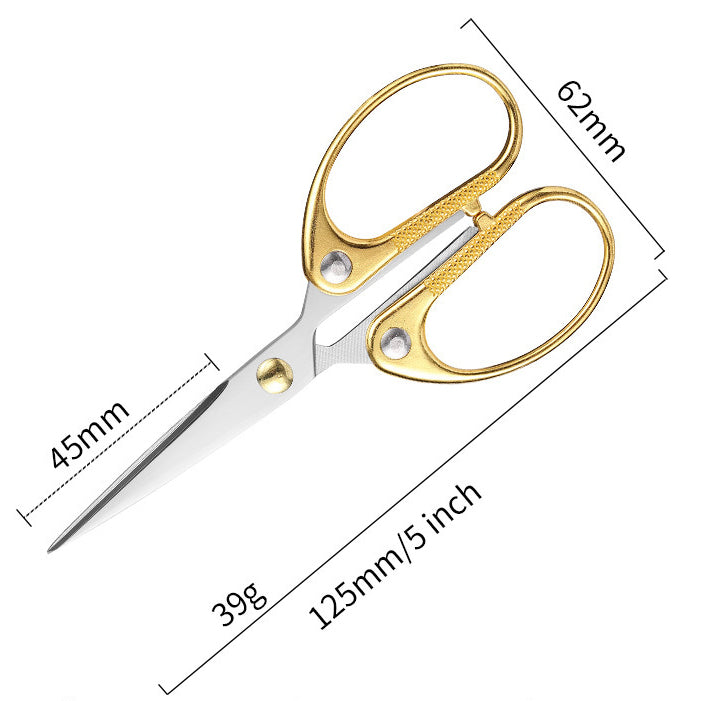 DRAGONSMILE Stainless Steel Scissors with Gold Titanium Coated Handles