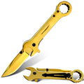 DRAGONSMILE Gold Utility Folding Knife with 14mm and 17mm wrenchs