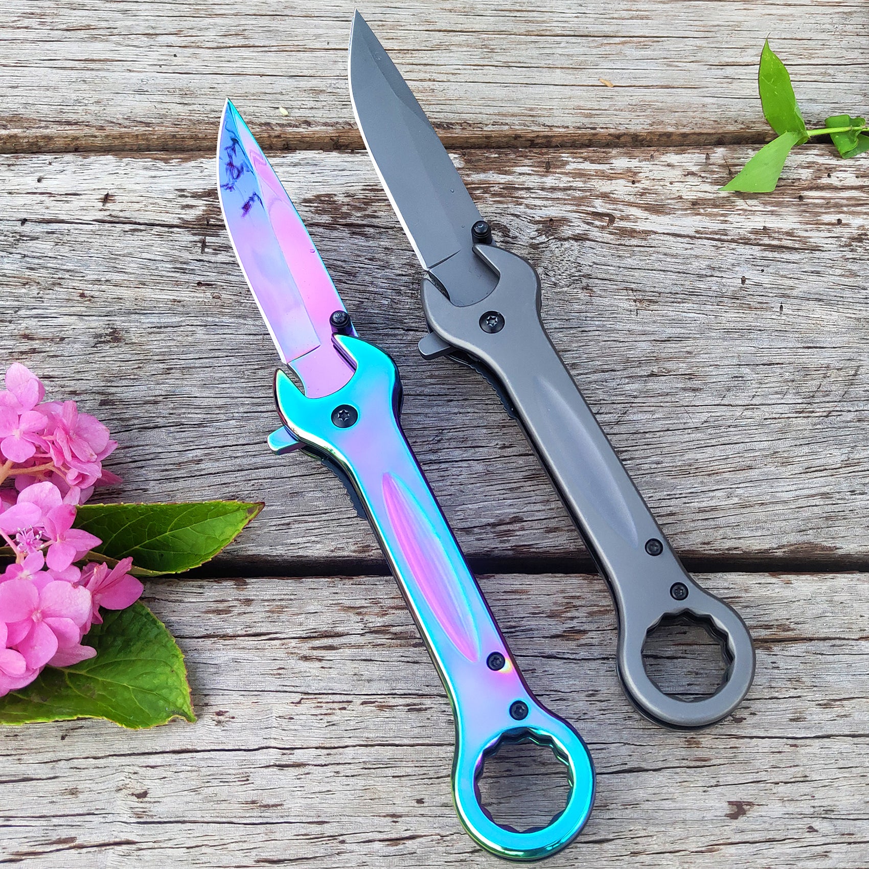 DRAGONSMILE Pocket Knife, Unique Utility Folding Knife with 14mm and 17mm wrenchs