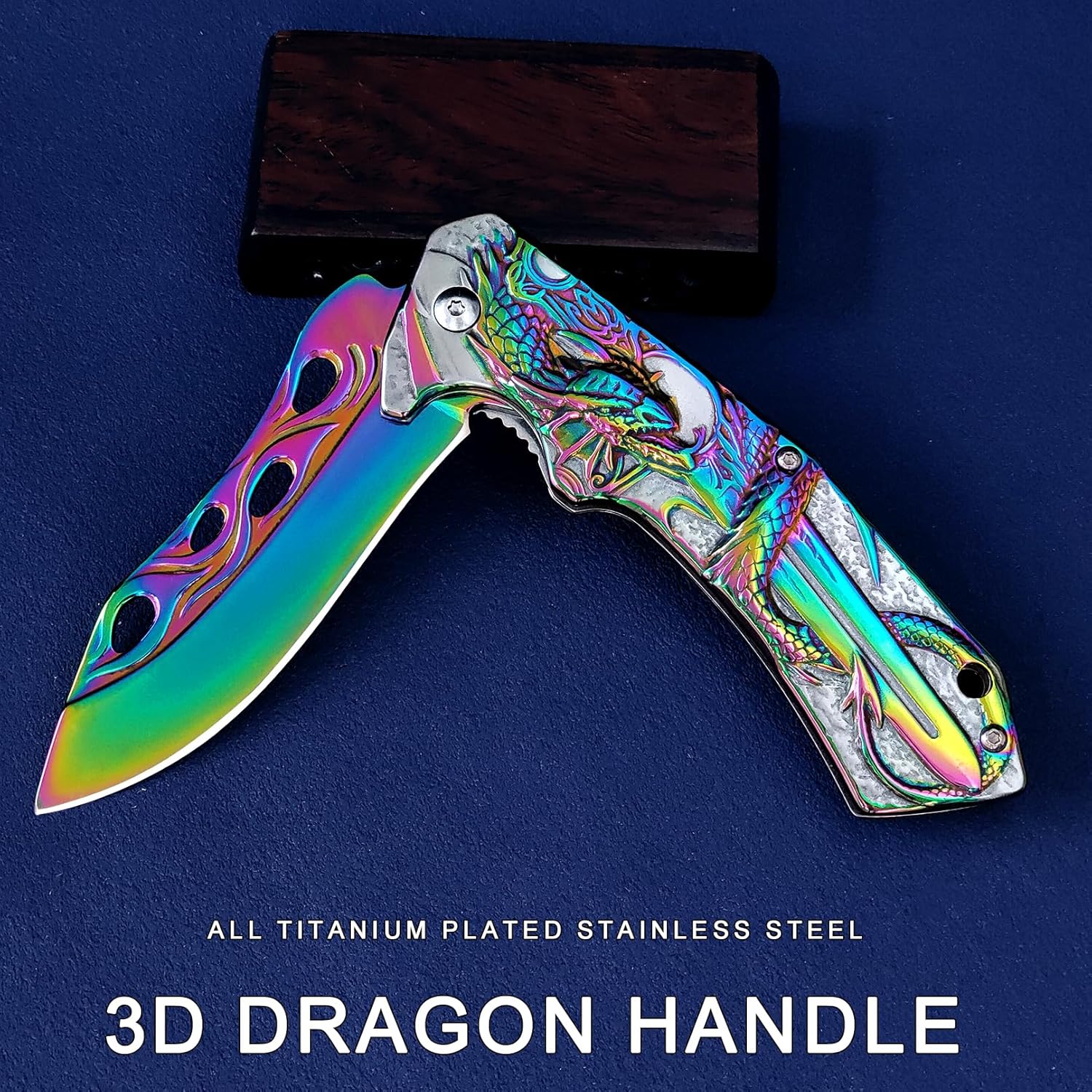 DRAGONSMILE Pocket Folding Knife With Embossed 3D Dragon handle