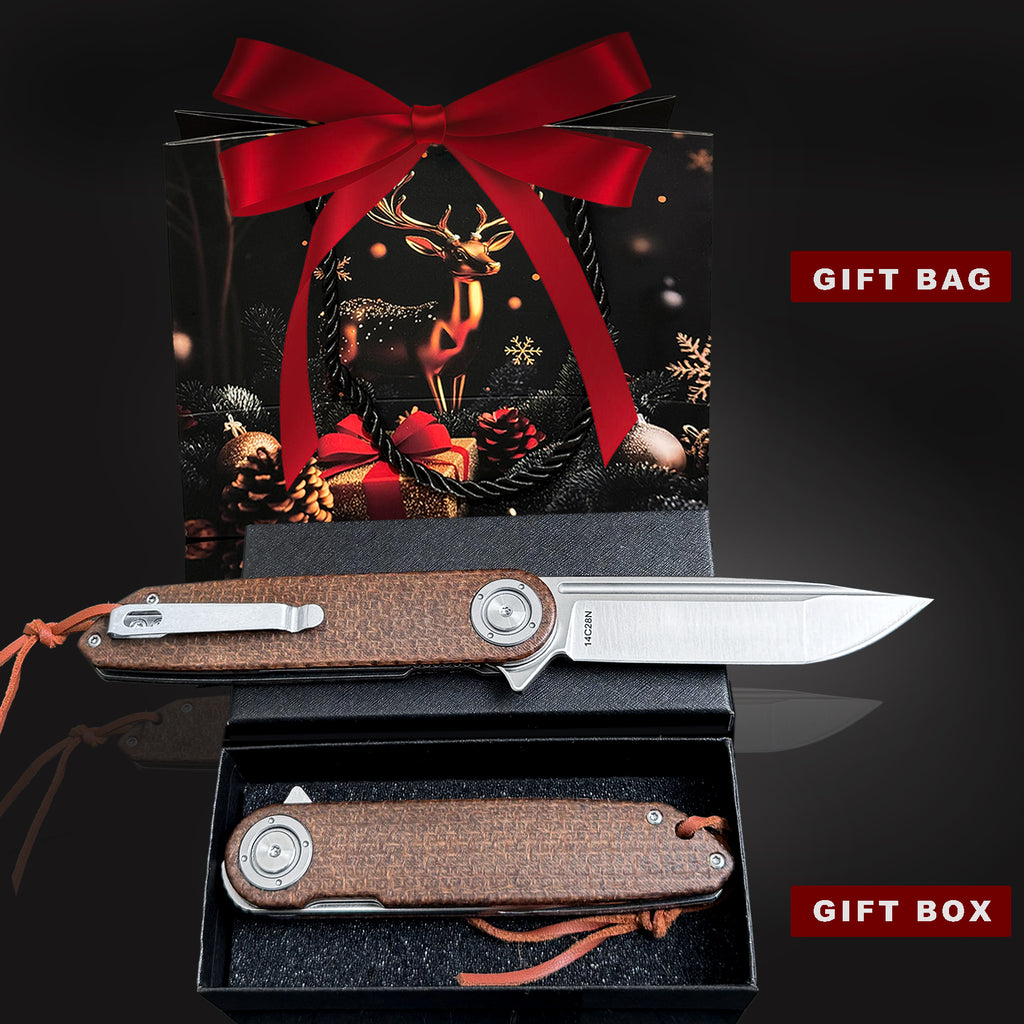 DRAGONSMILE Pocket Folding Knife, 3.5" 14C28N Blade edc Knife with G10 Handle