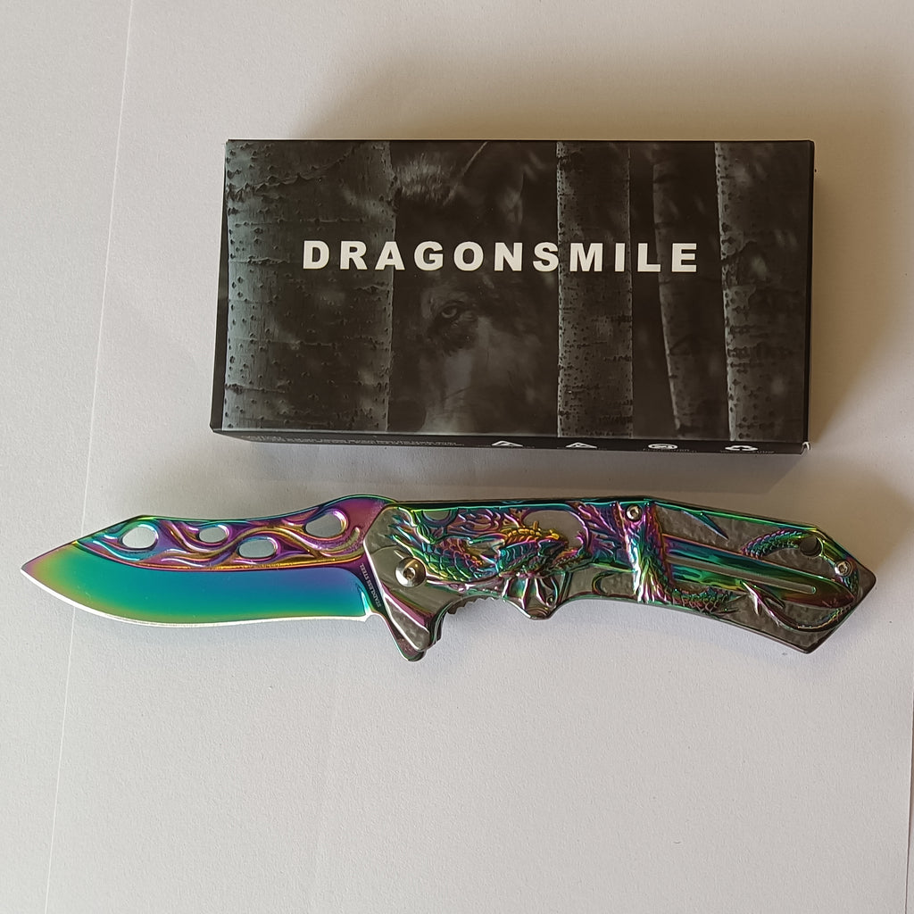 DRAGONSMILE Pocket Folding Knife With Embossed 3D Dragon handle