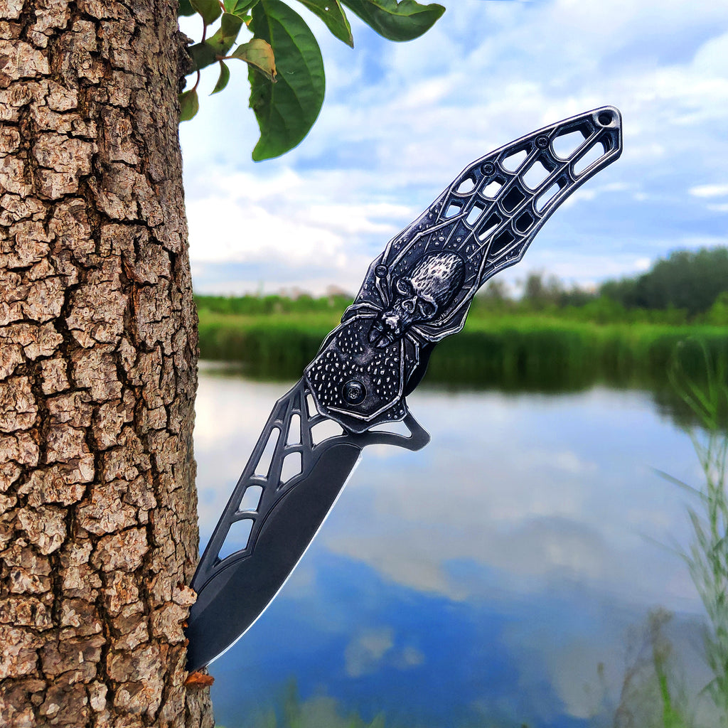 DRAGONSMILE Pocket Folding Knife with 3D Skull Handle